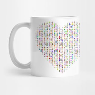 Colourful I Love Chess Pieces Heart Design Mug